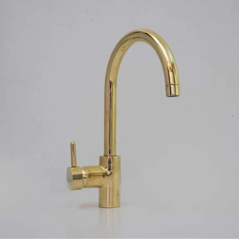 Unlacquered Brass Kitchen Faucet, Island Faucet, Antique Brass Sink Mixer Tap