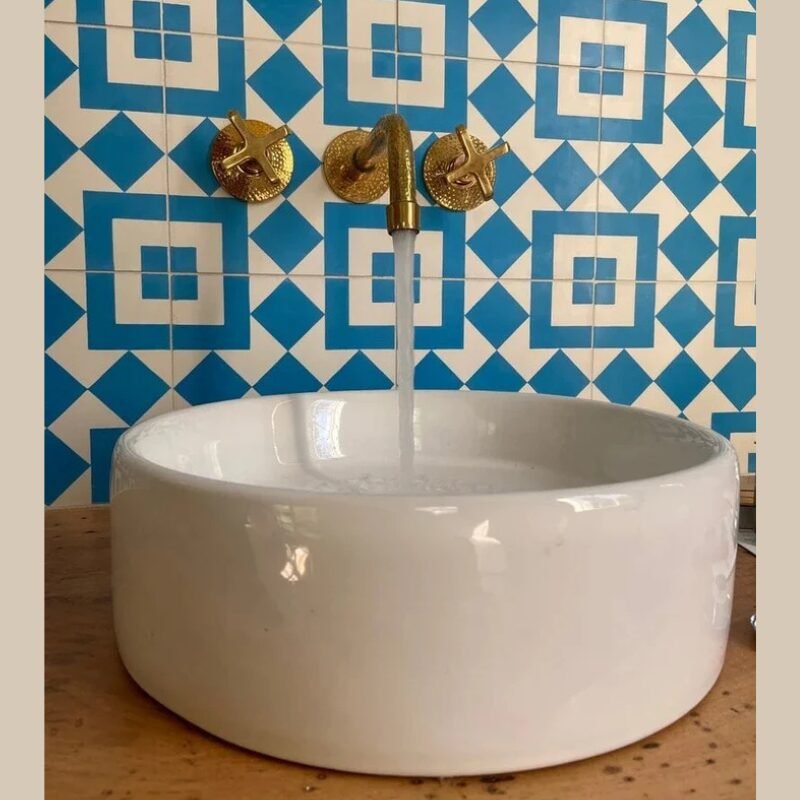 Built In Brass Bathroom Faucet- Hammered Wall Sink Faucet
