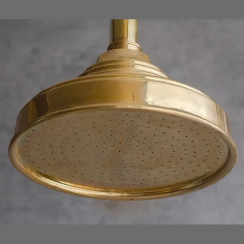 Unlacquered Solid Brass Rain Shower Head, Moroccan Handcrafted Vintage Showerhead, Works Outdoor