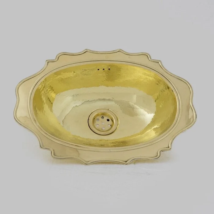 Antique Solid Brass Sink, Unlacquered Exposed Oval Bathroom Vessel Sink