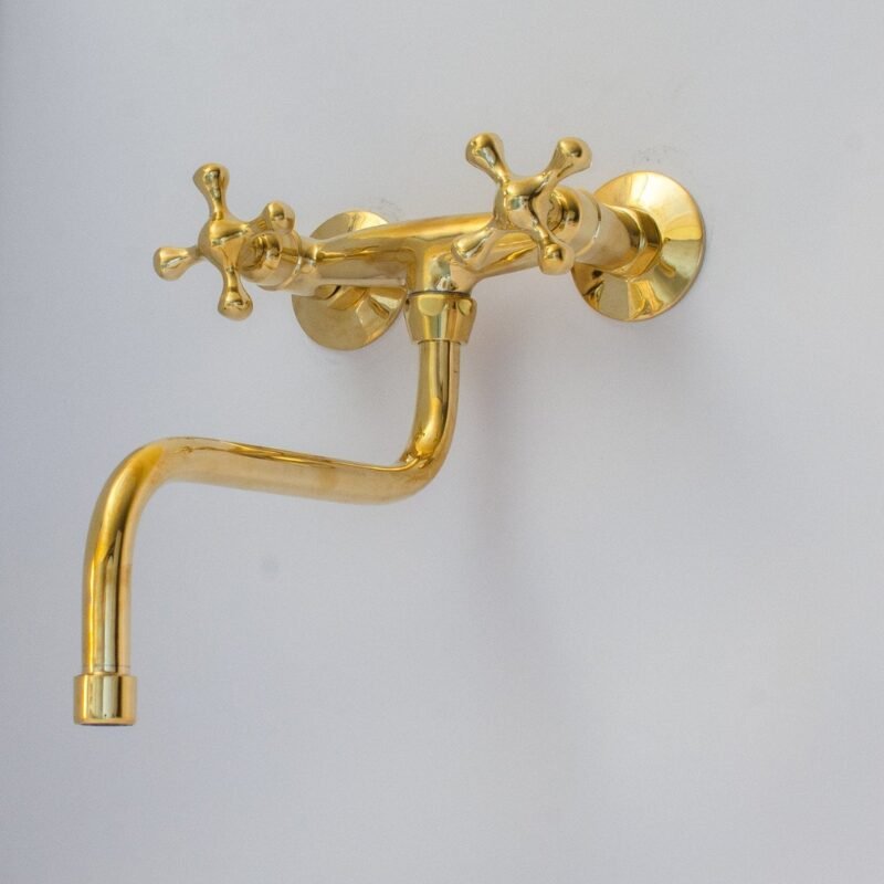 Antique Brass Kitchen Faucet - Wall Kitchen Faucet