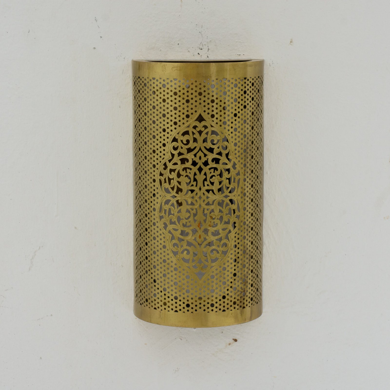 Unlacquered Brass Sconce Cover, Wall Mount Lamp Shade, Perforated Light Cover