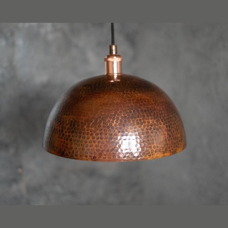 Vintage Copper Pendant Light, Oxidized Dome Ceiling Light, Kitchen Island Hanging Light Fixture