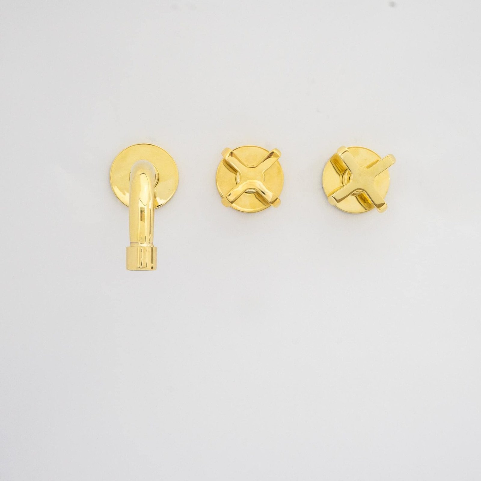 Unlacquered Brass Wall Mount Bathroom Faucet, Solid Brass Concealed Wall Faucet