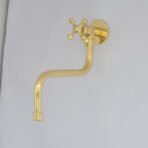 Unlacquered Brass Wall Mount Stove Faucet, Brass Pot Filler Faucet With Swiveling Neck