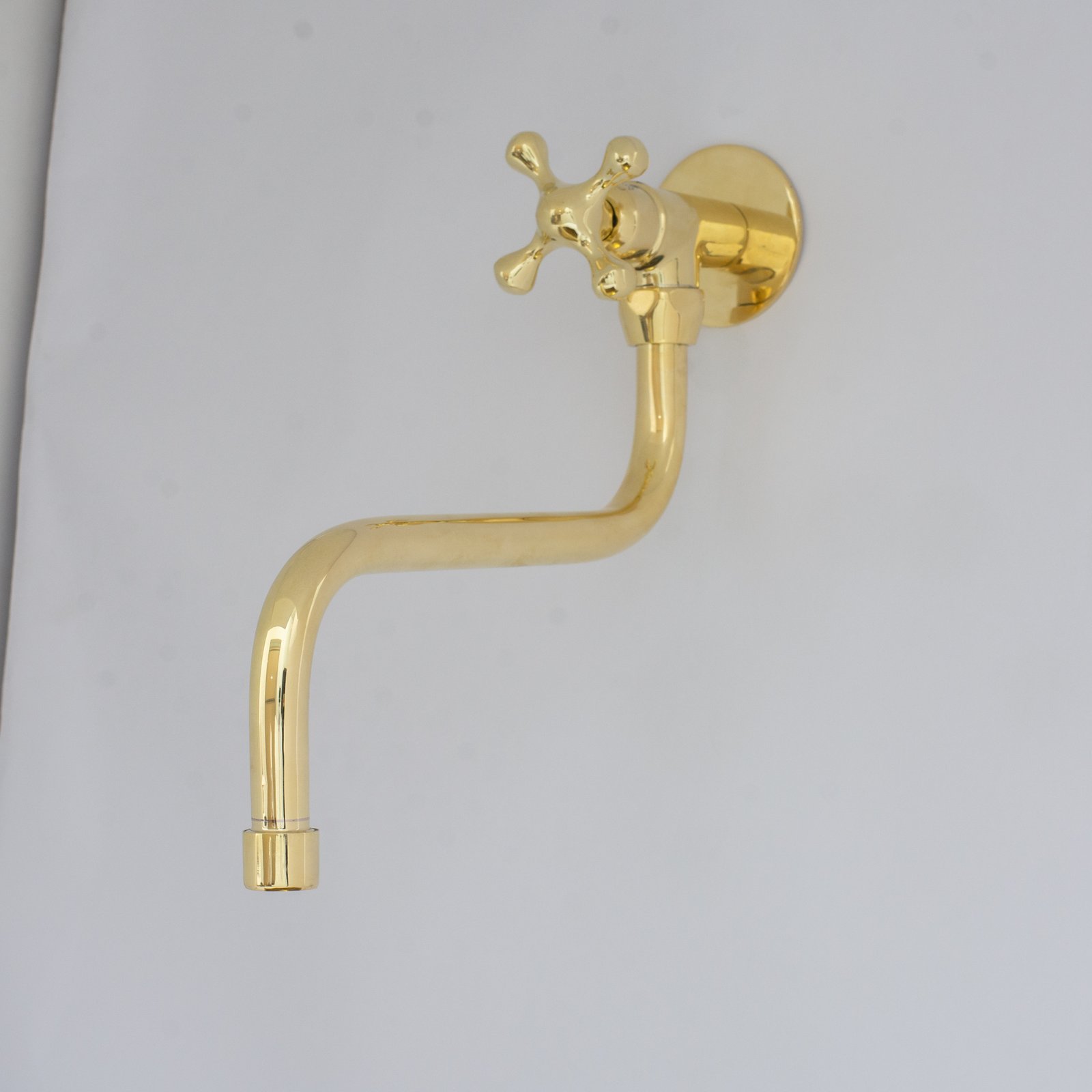 PIC-3 Unlacquered Brass Wall Mount Stove Faucet, Brass Pot Filler Faucet With Swiveling Neck