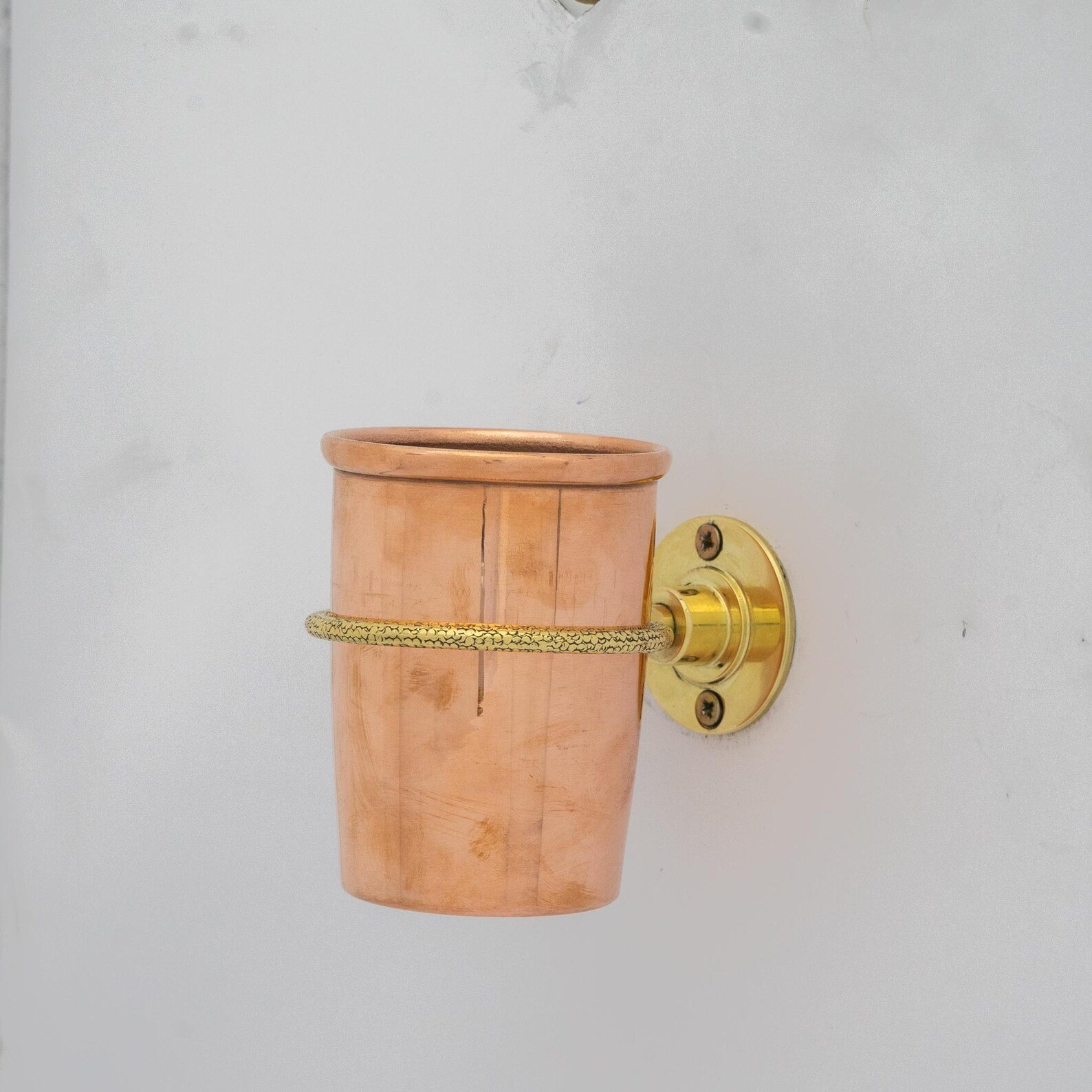 Unlacquered Copper Bathroom Toothbrush Holder, Wall Mount Toothbrush Cup
