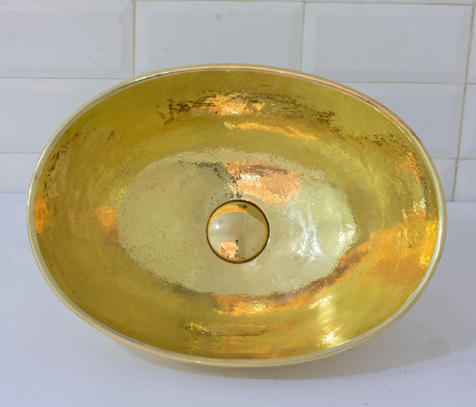 Hammered Vessel Sink Oval, Bathroom Oval Washbasin, Brass Vessel Sink, Brass Oval Sink, Brass Basin Sink
